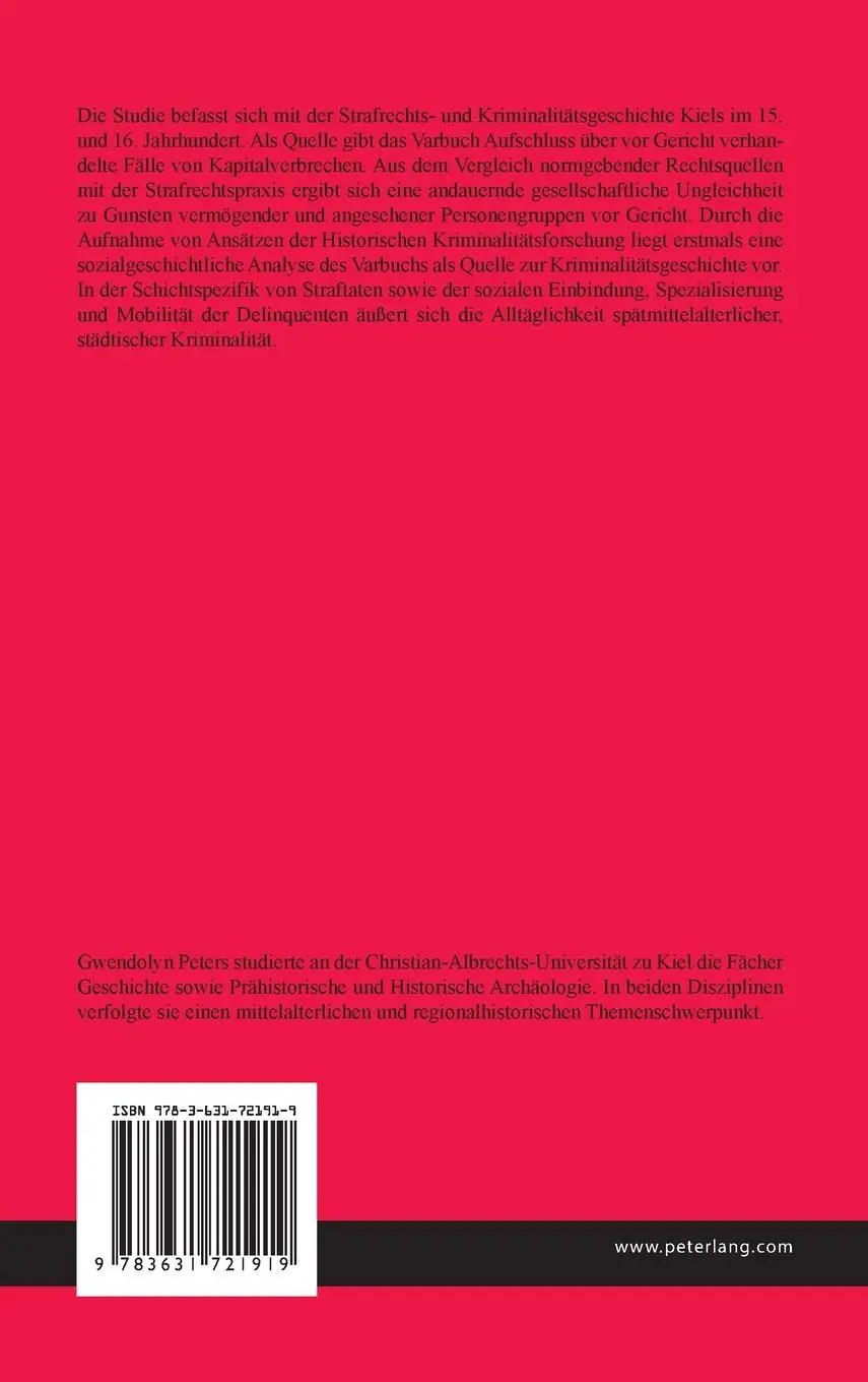 Rückseite: 9783631721919 | Kriminalität und Strafrecht in Kiel im ausgehenden Mittelalter | Buch