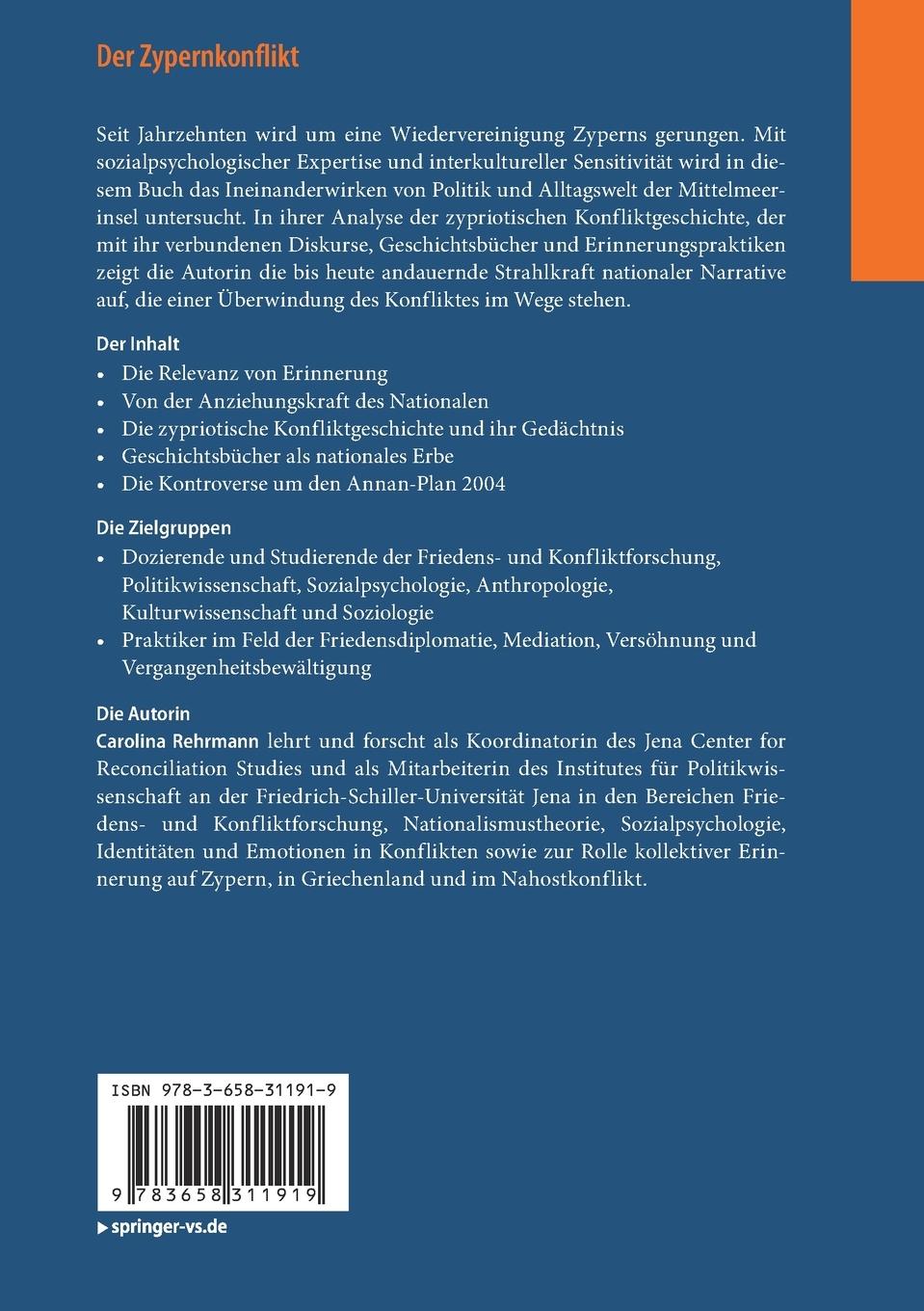 Rückseite: 9783658311919 | Der Zypernkonflikt | Eine sozialpsychologische Diskursanalyse | Buch
