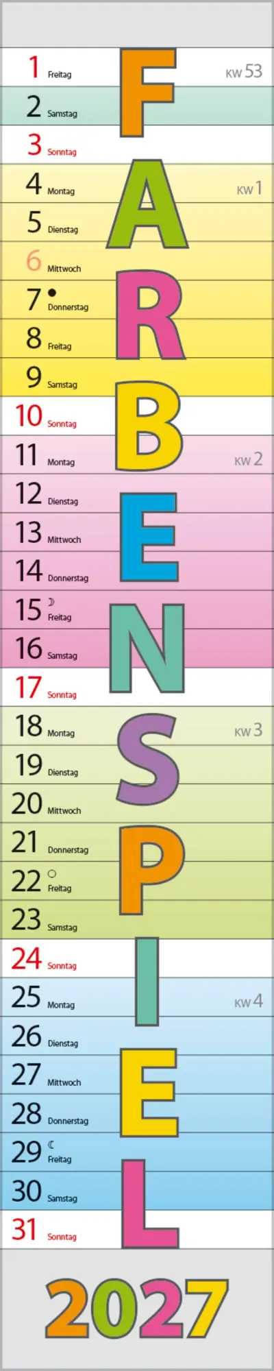 Cover: 9783819301919 | Planer Farbenspiel 2027 | Verlag Korsch | Kalender | Spiralbindung
