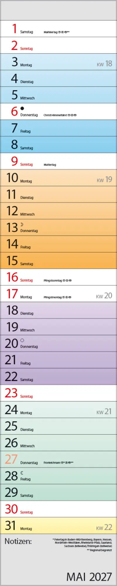 Bild: 9783819301919 | Planer Farbenspiel 2027 | Verlag Korsch | Kalender | Spiralbindung