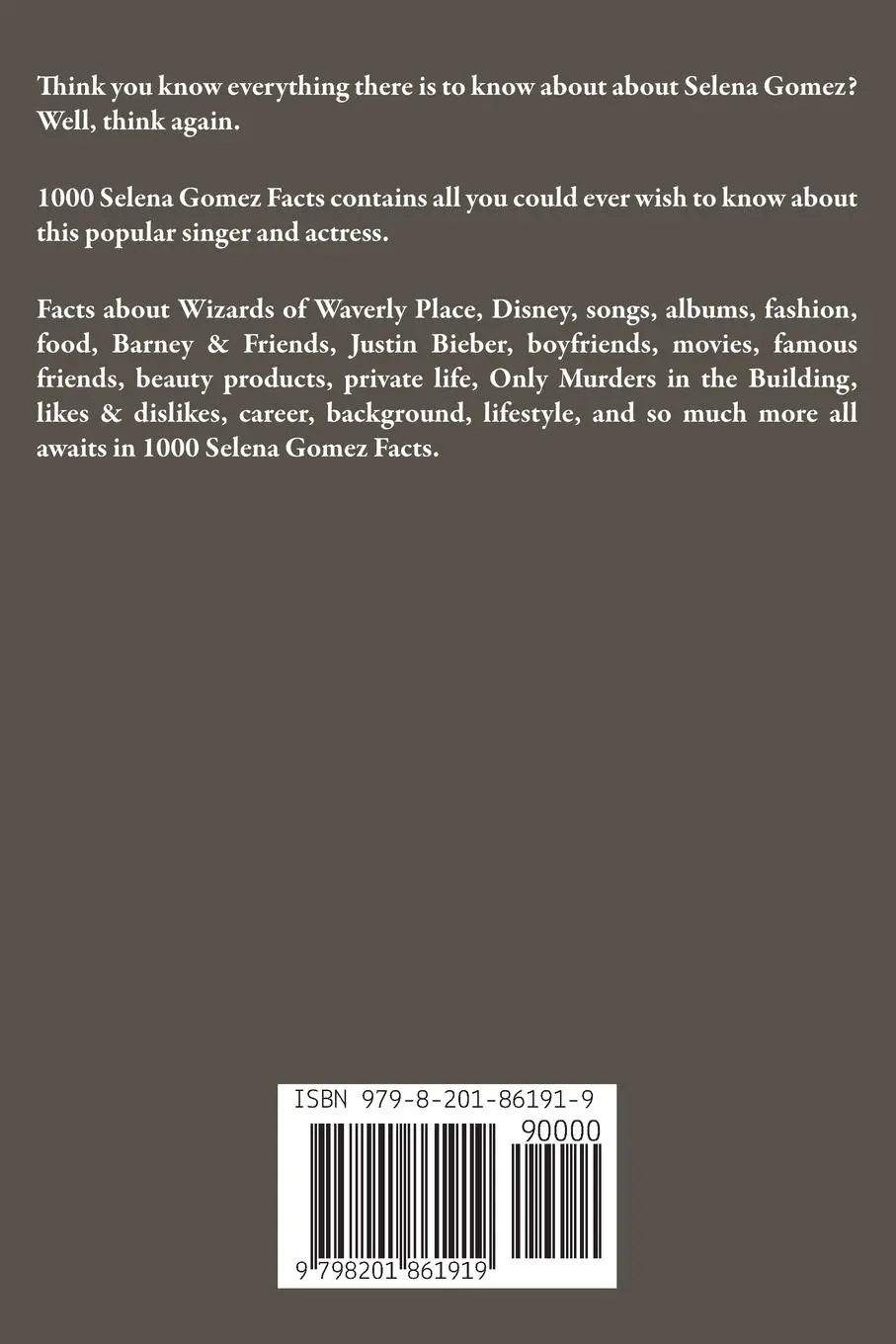 Rückseite: 9798201861919 | 1000 Selena Gomez Facts | Mera Wolfe | Taschenbuch | Englisch | 2022