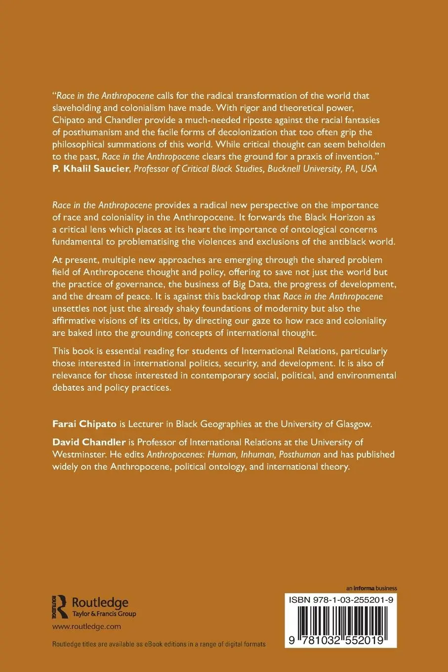Rückseite: 9781032552019 | Race in the Anthropocene | Farai Chipato (u. a.) | Taschenbuch | 2024