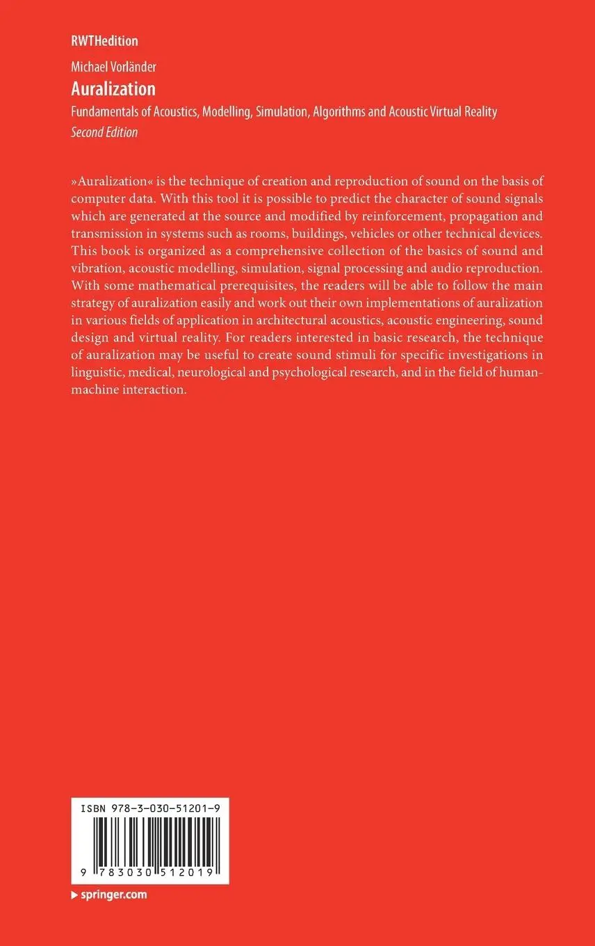 Rückseite: 9783030512019 | Auralization | Michael Vorländer | Buch | xviii | Englisch | 2020