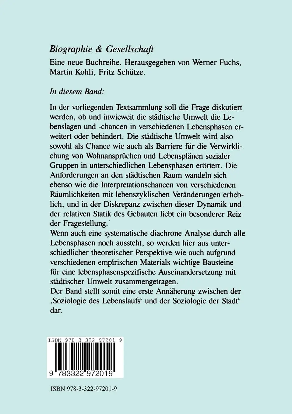 Rückseite: 9783322972019 | Lebenslauf und Raumerfahrung | Ulfert Herlyn | Taschenbuch | iv | 2012