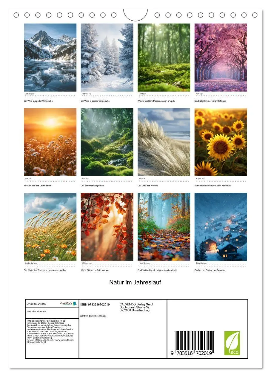 Bild: 9783516702019 | Natur im Jahreslauf (Wandkalender 2026 DIN A4 hoch), CALVENDO...