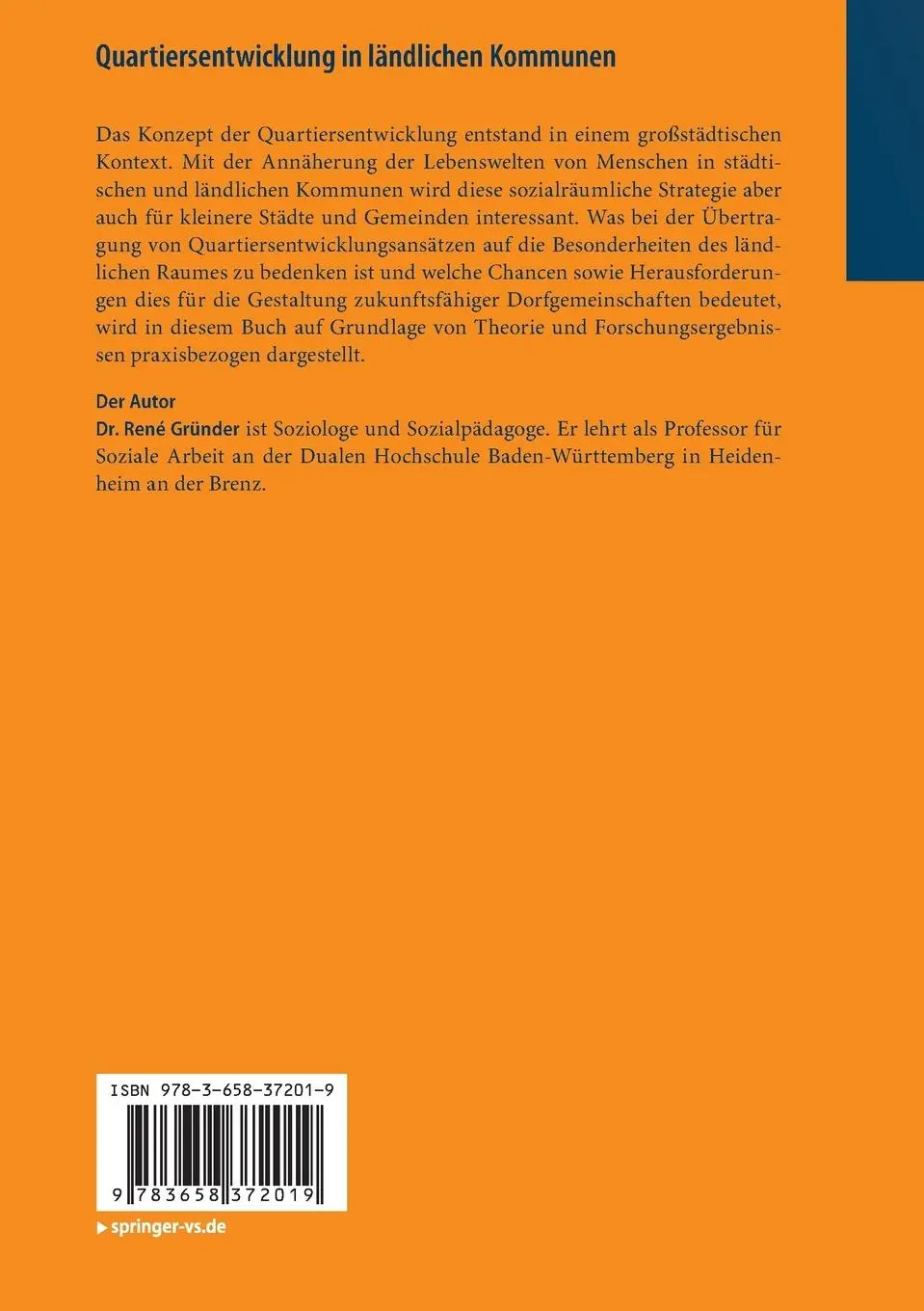 Rückseite: 9783658372019 | Quartiersentwicklung in ländlichen Kommunen | René Gründer | Buch