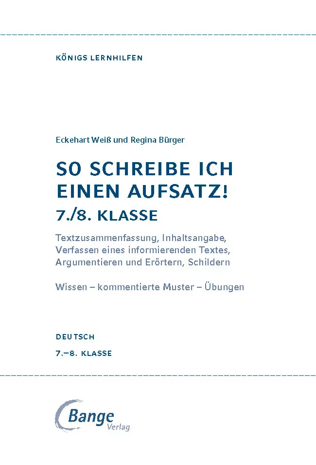 Rückseite: 9783804412019 | So schreibe ich einen Aufsatz! 7./8. Klasse. | Eckehart Weiß (u. a.)