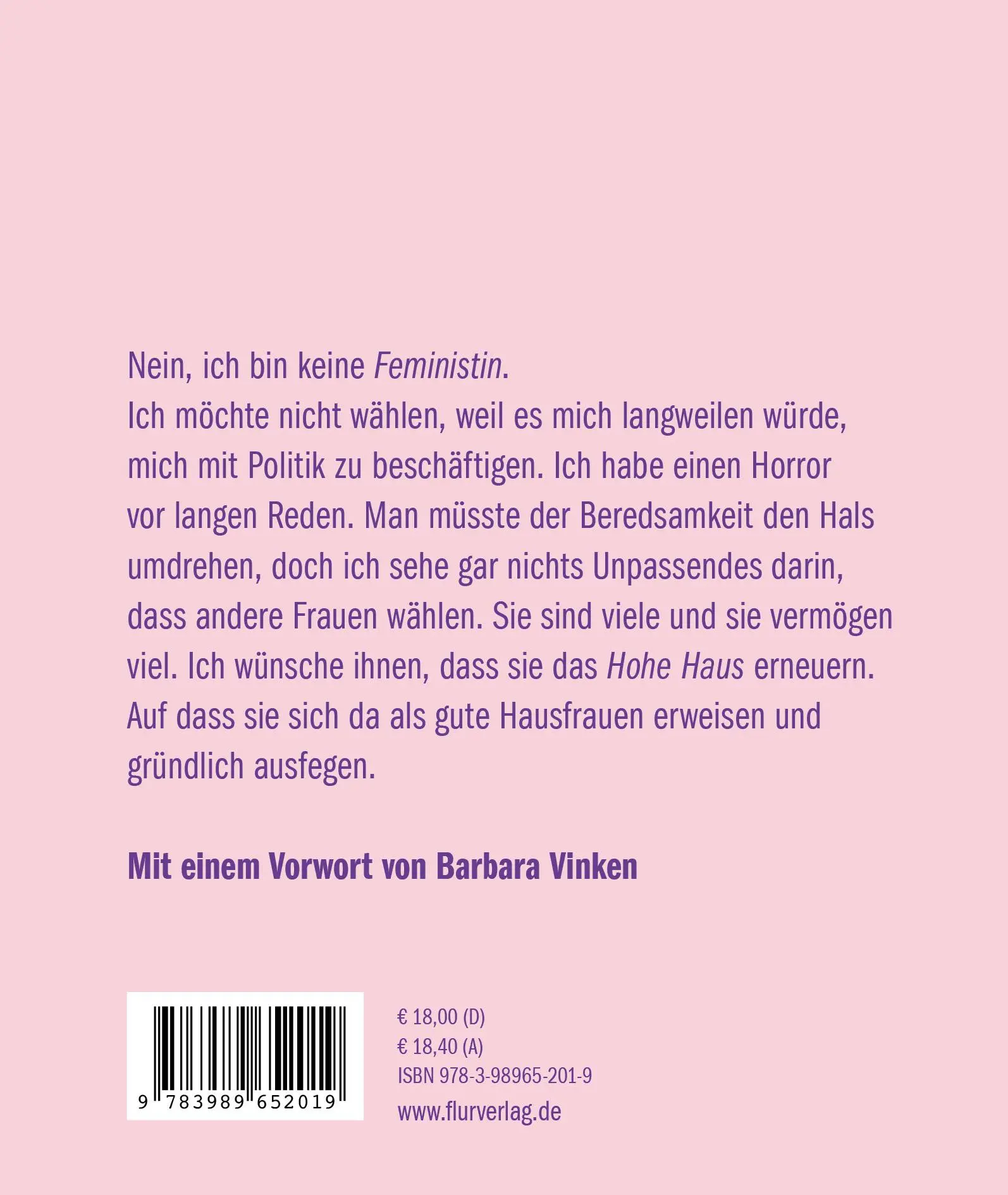 Rückseite: 9783989652019 | Nein, ich bin keine Feministin | Rachilde | Taschenbuch | 136 S.
