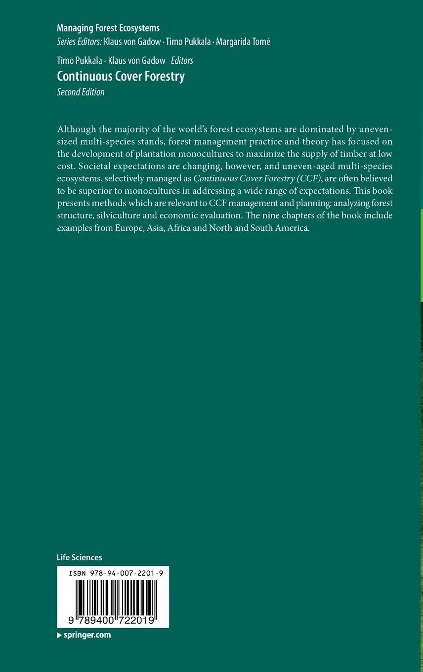 Rückseite: 9789400722019 | Continuous Cover Forestry | Klaus Gadow (u. a.) | Buch | viii | 2011