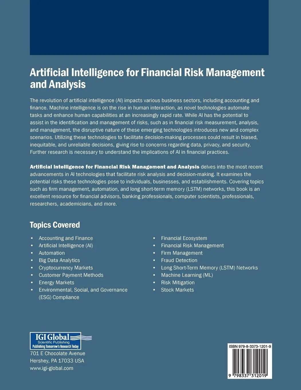 Rückseite: 9798337312019 | Artificial Intelligence for Financial Risk Management and Analysis