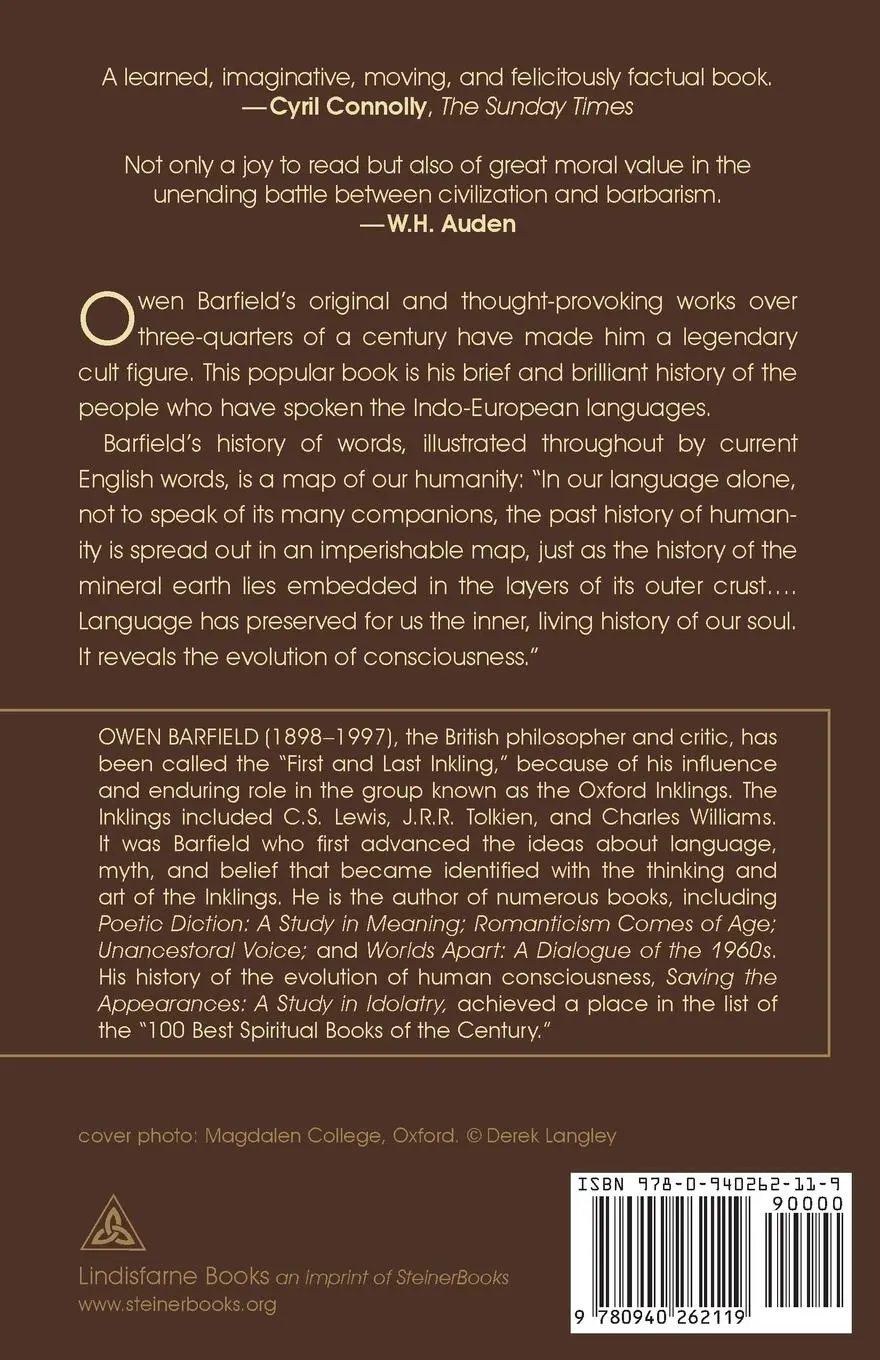 Rückseite: 9780940262119 | History in English Words | Owen Barfield | Taschenbuch | Englisch