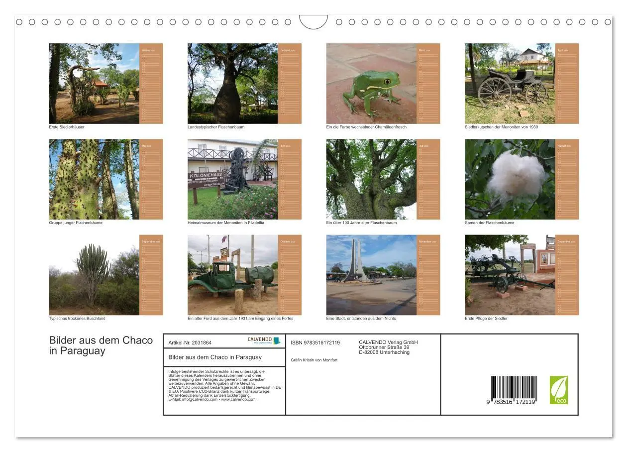 Bild: 9783516172119 | Bilder aus dem Chaco in Paraguay (Wandkalender 2026 DIN A3 quer),...