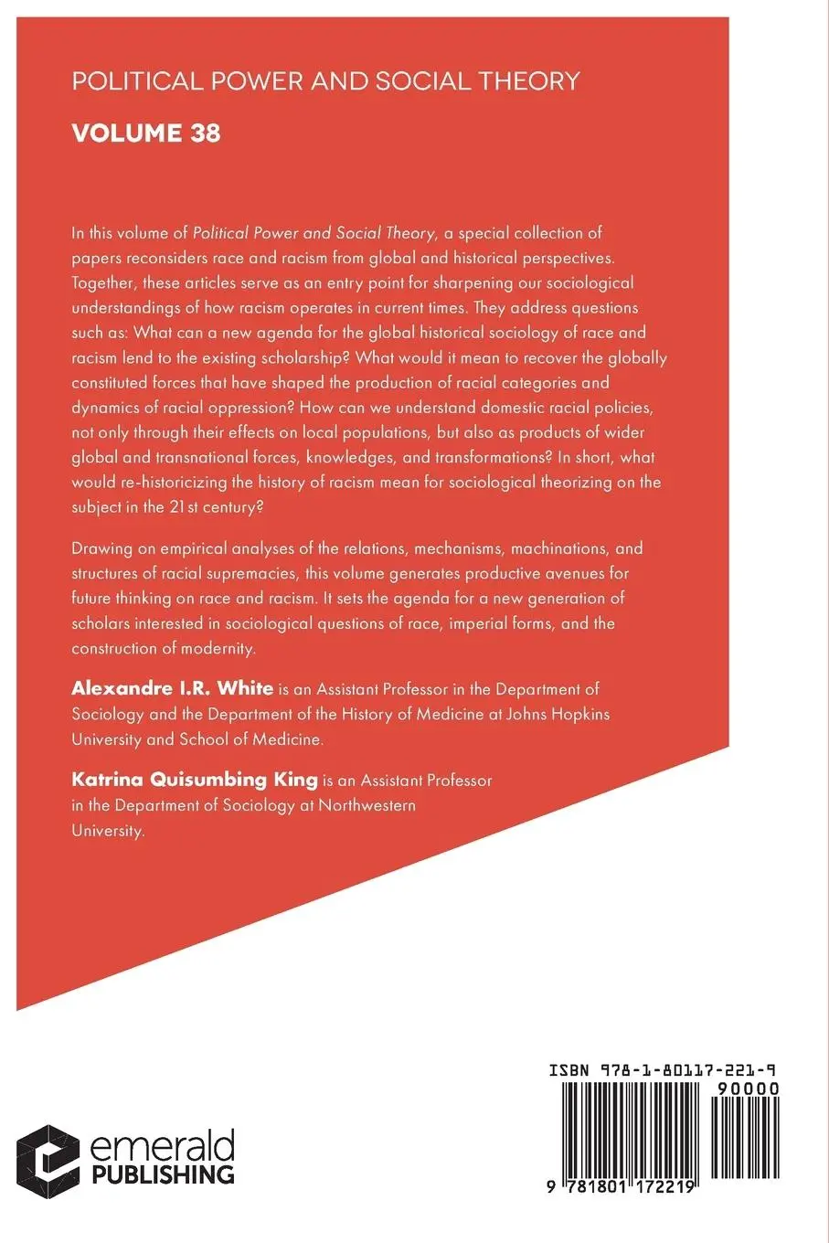 Rückseite: 9781801172219 | Global Historical Sociology of Race and Racism | White (u. a.) | Buch