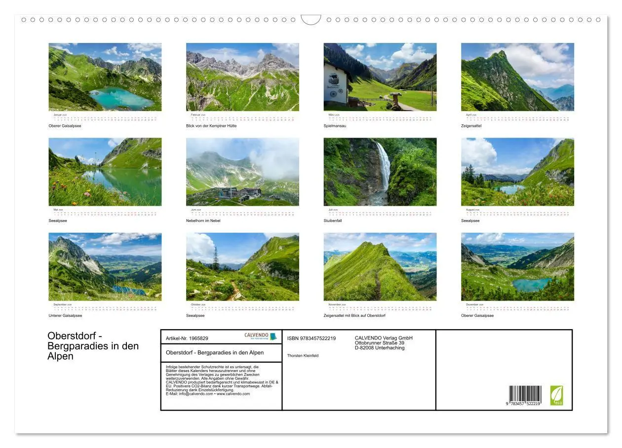 Bild: 9783457522219 | Oberstdorf - Bergparadies in den Alpen (Wandkalender 2026 DIN A2...