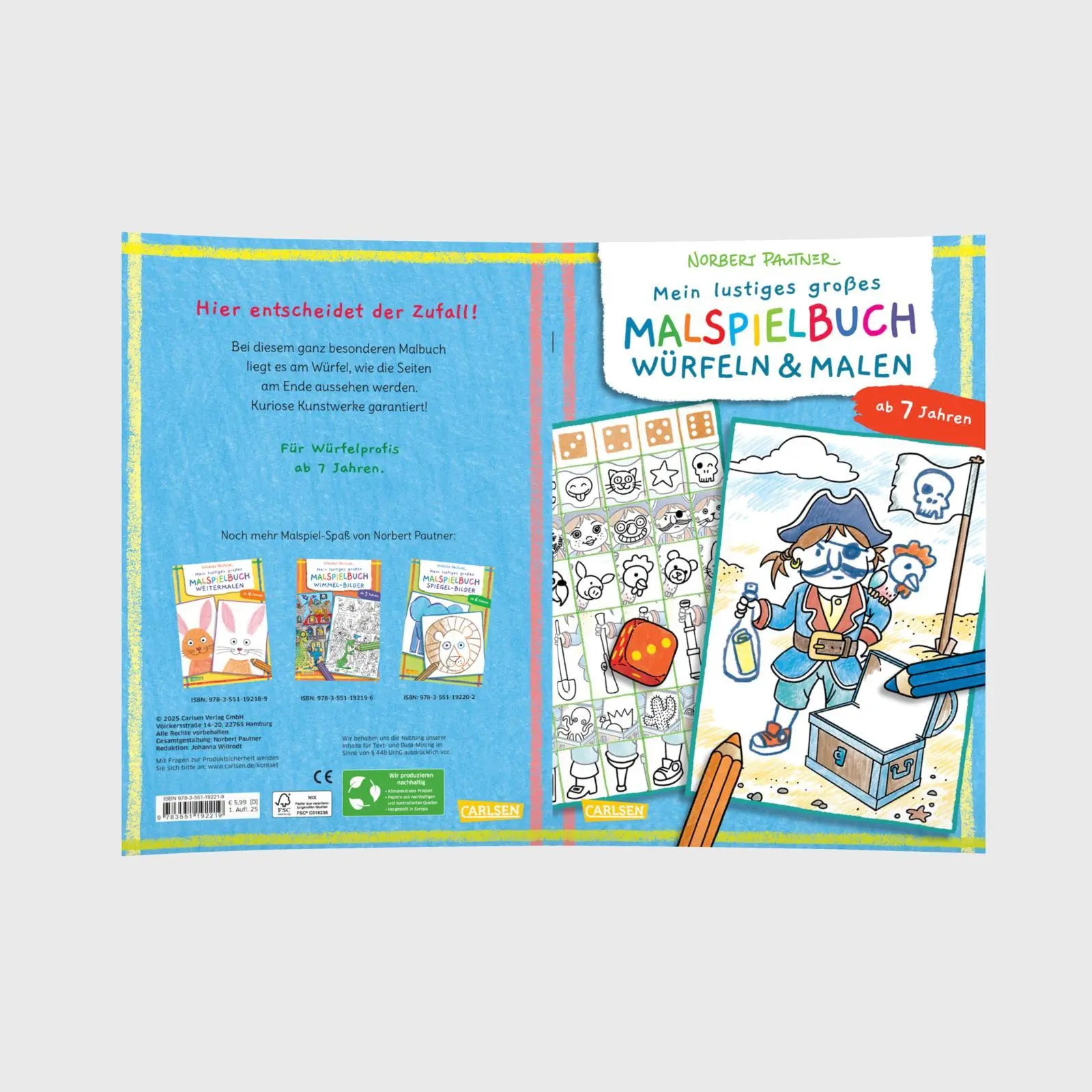 Bild: 9783551192219 | Mein lustiges großes Malspielbuch: Würfeln &amp; Malen (ab 7 Jahren)