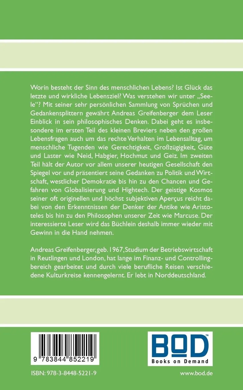 Rückseite: 9783844852219 | Versuche, die Wirklichkeit einzufangen | Andreas Greifenberger | Buch