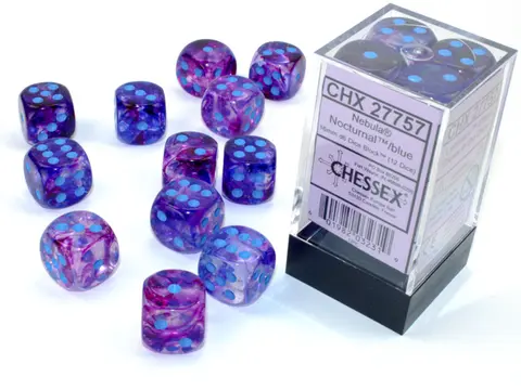 Cover: 601982032319 | Nebula® 16mm d6 Nocturnal™/blue Luminary™ Dice Block™ (12 dice)