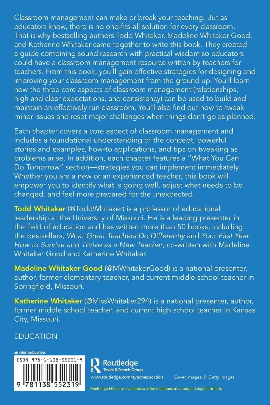Rückseite: 9781138552319 | Classroom Management From the Ground Up | Todd Whitaker (u. a.) | Buch