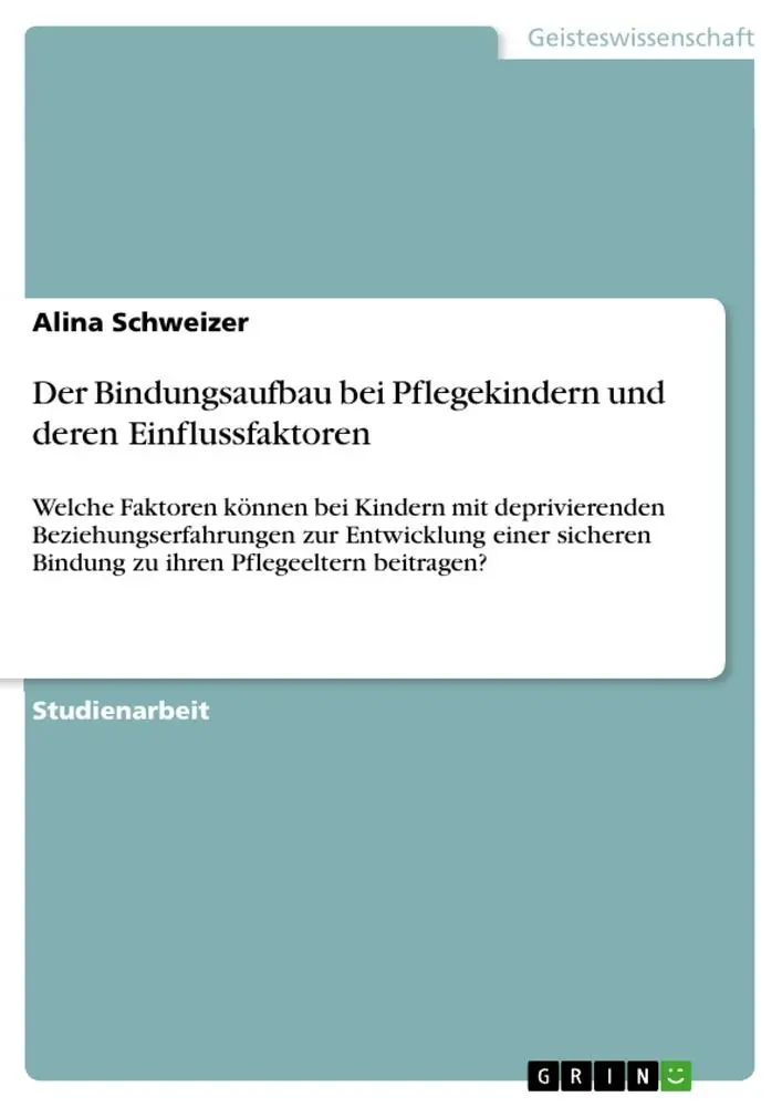 Cover: 9783346492319 | Der Bindungsaufbau bei Pflegekindern und deren Einflussfaktoren | Buch