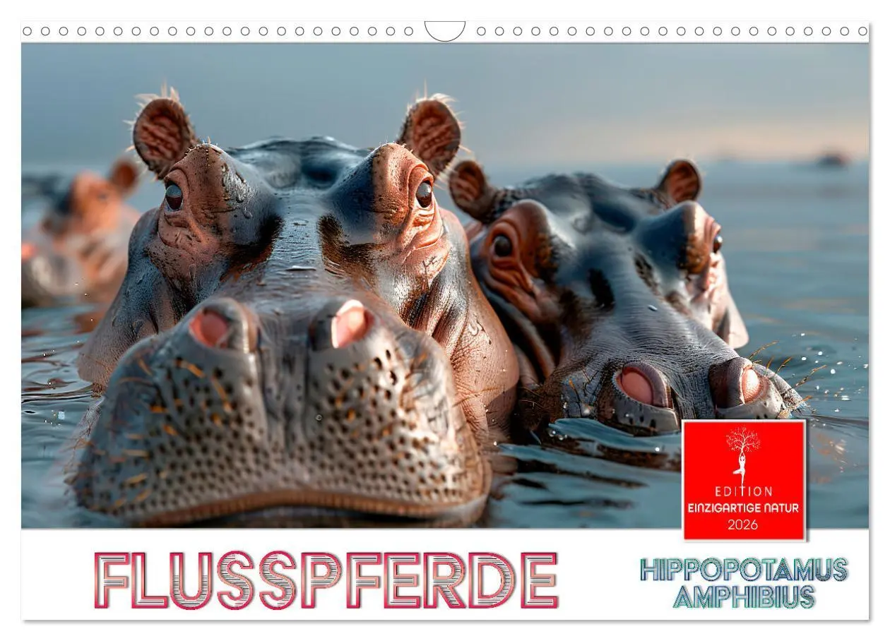 Cover: 9783457372319 | Flusspferde - Hippopotamus amphibius (Wandkalender 2026 DIN A3...