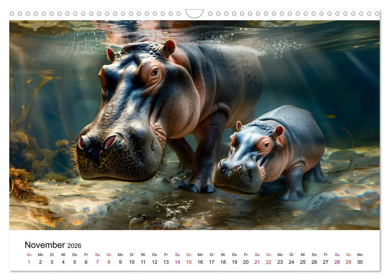 Bild: 9783457372319 | Flusspferde - Hippopotamus amphibius (Wandkalender 2026 DIN A3...