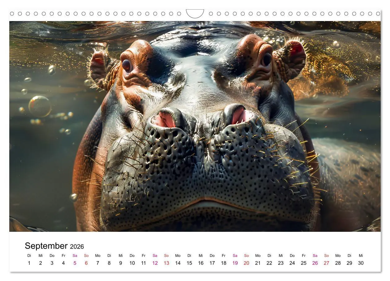 Bild: 9783457372319 | Flusspferde - Hippopotamus amphibius (Wandkalender 2026 DIN A3...