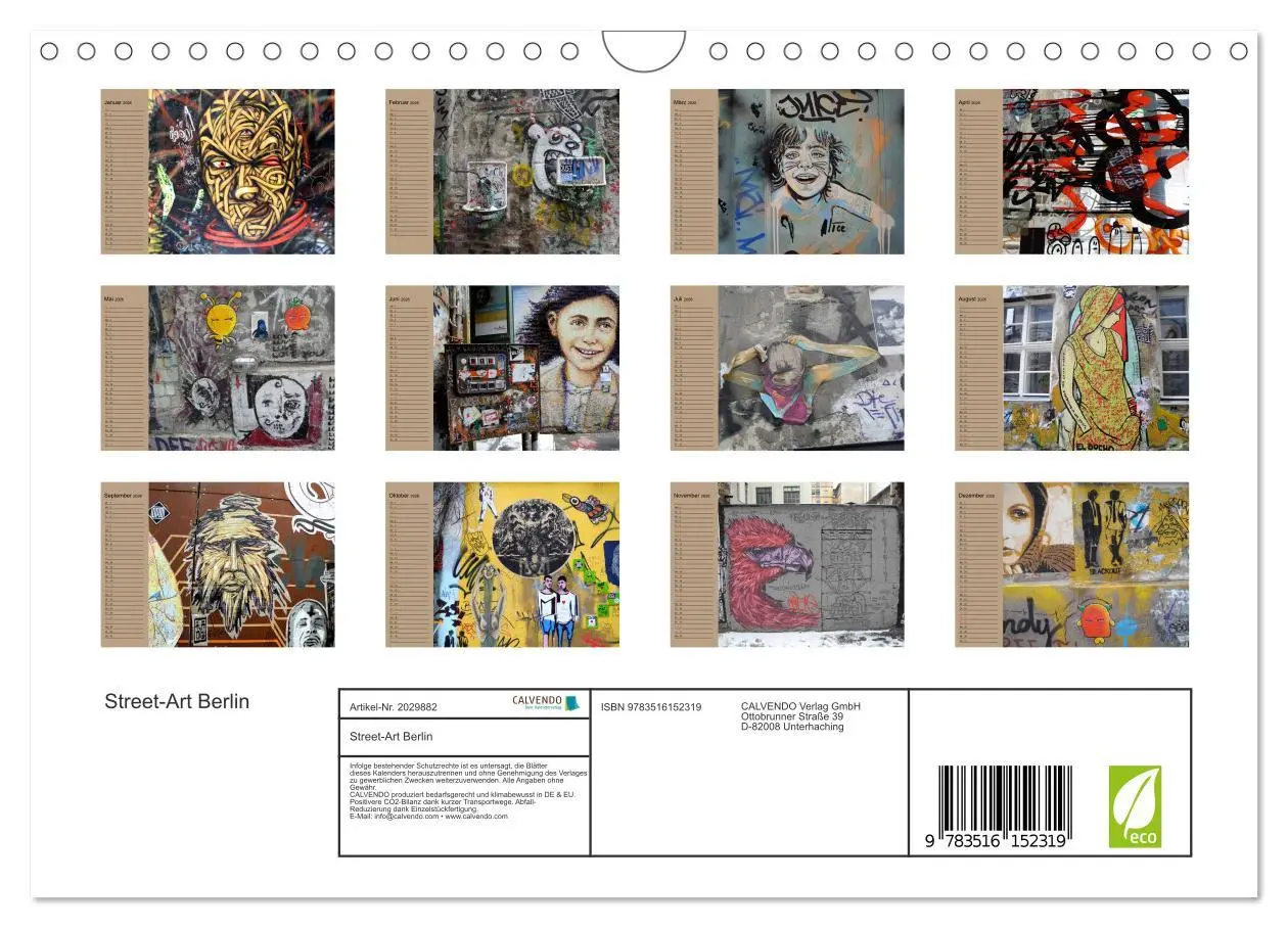 Bild: 9783516152319 | Street-Art Berlin (Wandkalender 2026 DIN A4 quer), CALVENDO...