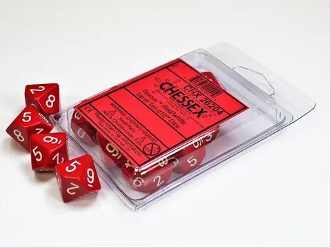 Cover: 601982022419 | Opaque Red/white Set of Ten d10s | deutsch | Chessex