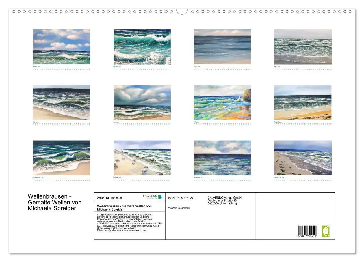 Bild: 9783457502419 | Wellenbrausen - Gemalte Wellen von Michaela Spreider (Wandkalender...