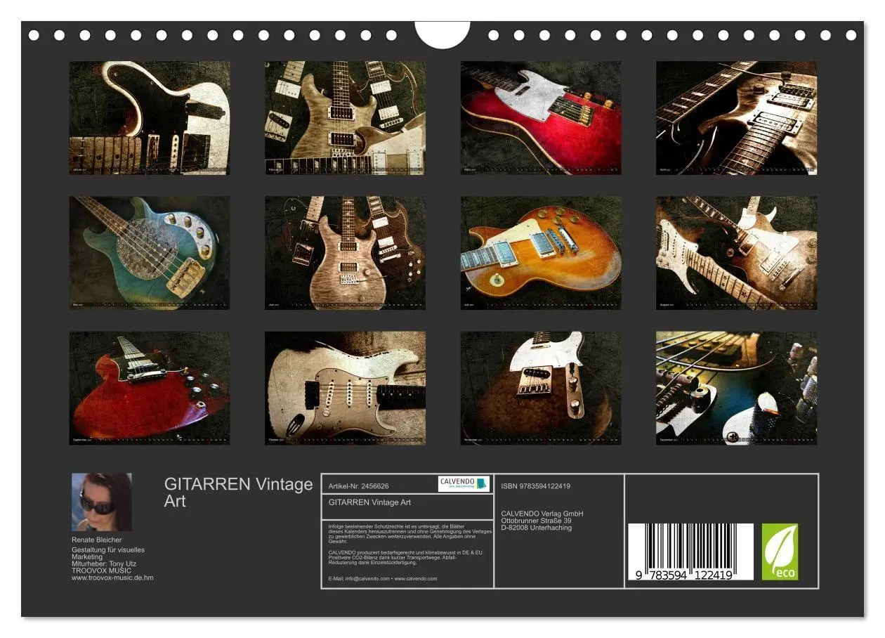Bild: 9783594122419 | GITARREN Vintage Art (Wandkalender 2027 DIN A4 quer), CALVENDO...
