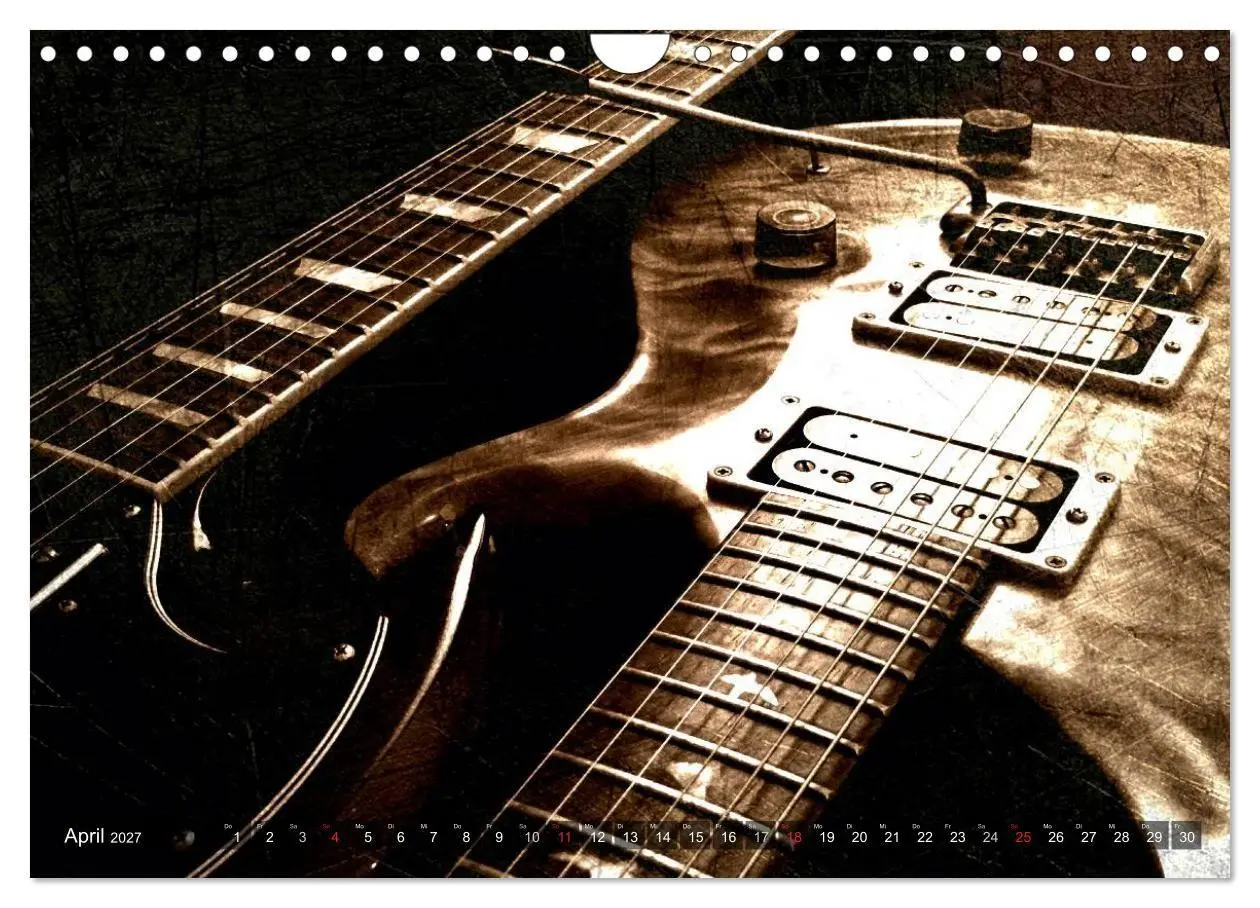 Bild: 9783594122419 | GITARREN Vintage Art (Wandkalender 2027 DIN A4 quer), CALVENDO...