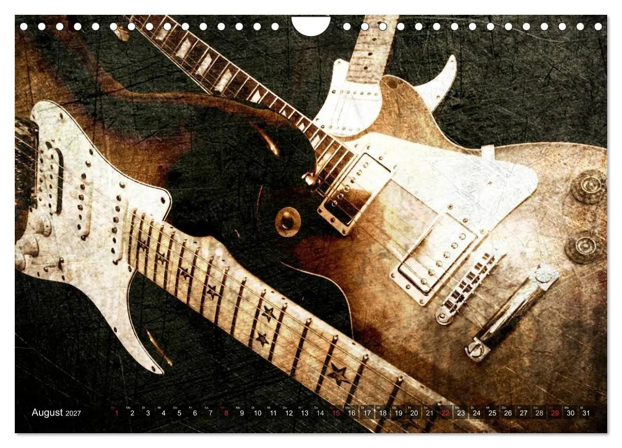 Bild: 9783594122419 | GITARREN Vintage Art (Wandkalender 2027 DIN A4 quer), CALVENDO...