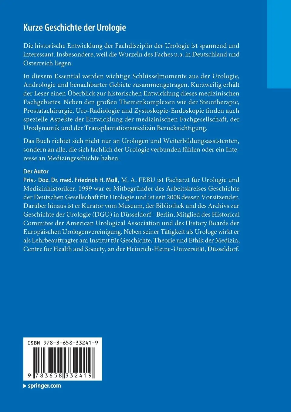 Rückseite: 9783658332419 | Kurze Geschichte der Urologie | Friedrich H. Moll | Taschenbuch | x