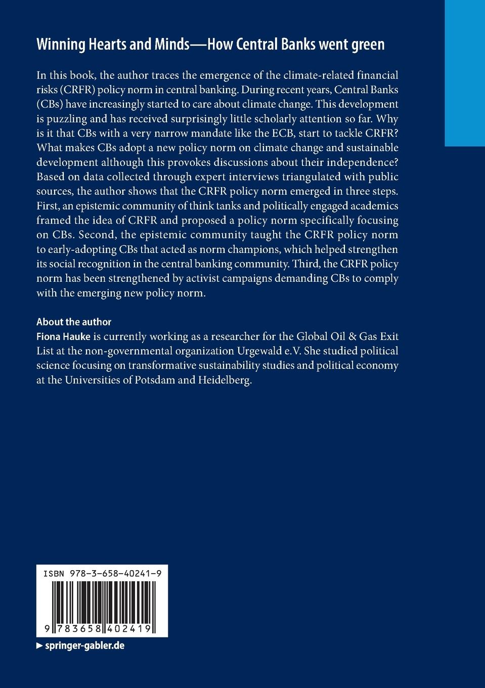 Rückseite: 9783658402419 | Winning Hearts and Minds-How Central Banks went green | Fiona Hauke