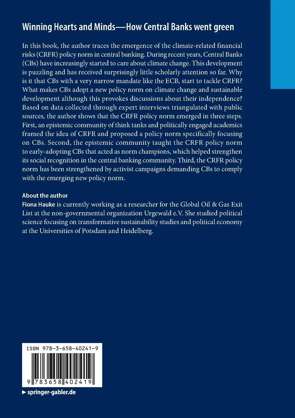 Rückseite: 9783658402419 | Winning Hearts and Minds-How Central Banks went green | Fiona Hauke