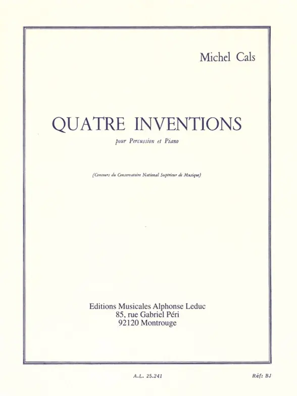 Cover: 9790046252419 | Four Inventions for Percussion and Piano | Cals | Buch