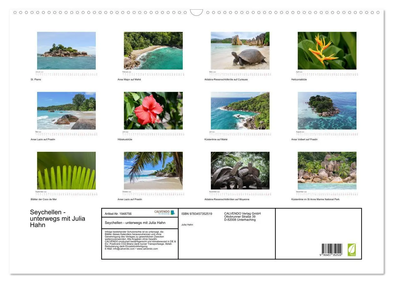 Bild: 9783457352519 | Seychellen - unterwegs mit Julia Hahn (Wandkalender 2026 DIN A2...