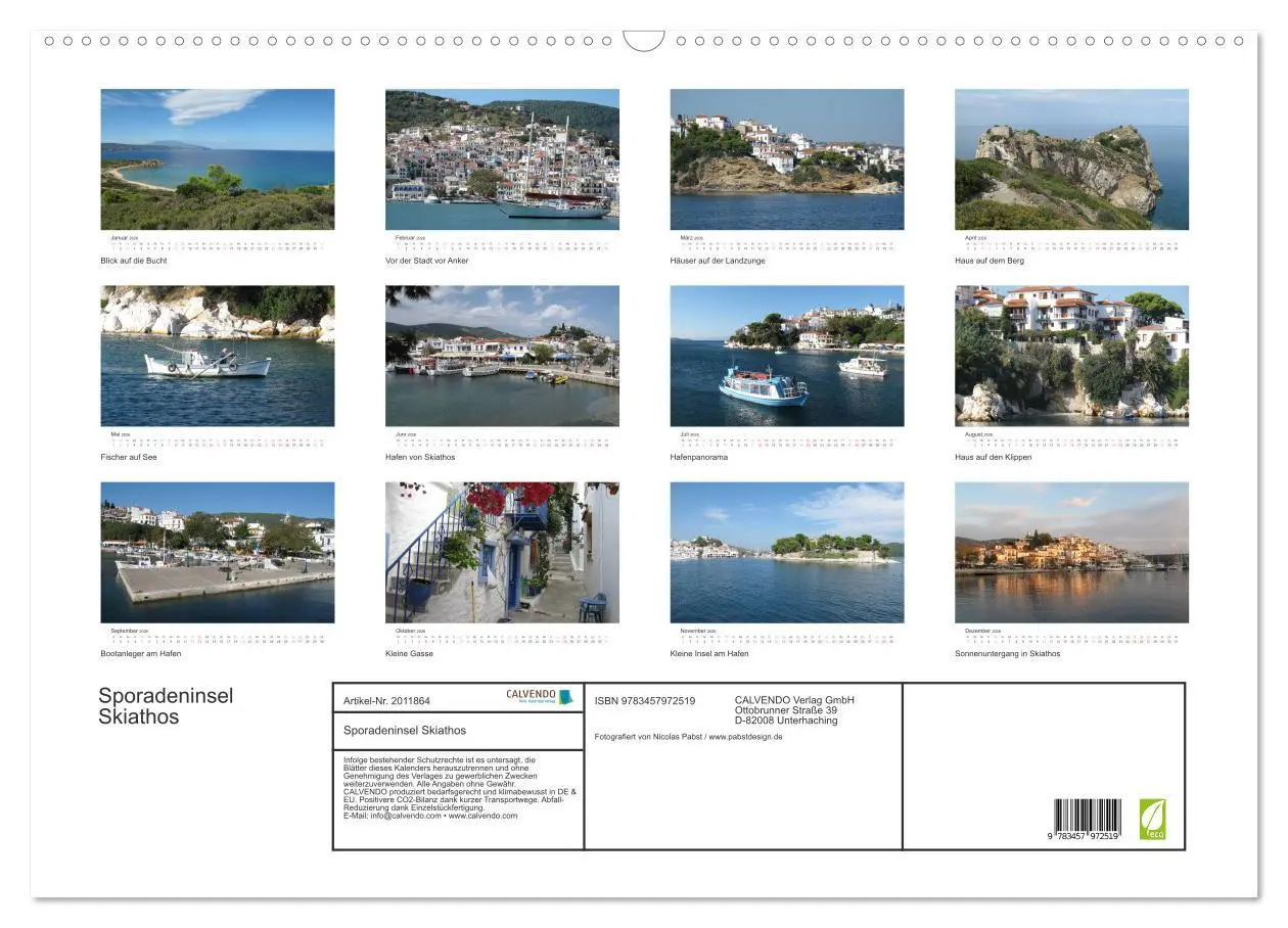 Bild: 9783457972519 | Sporadeninsel Skiathos (Wandkalender 2026 DIN A2 quer), CALVENDO...