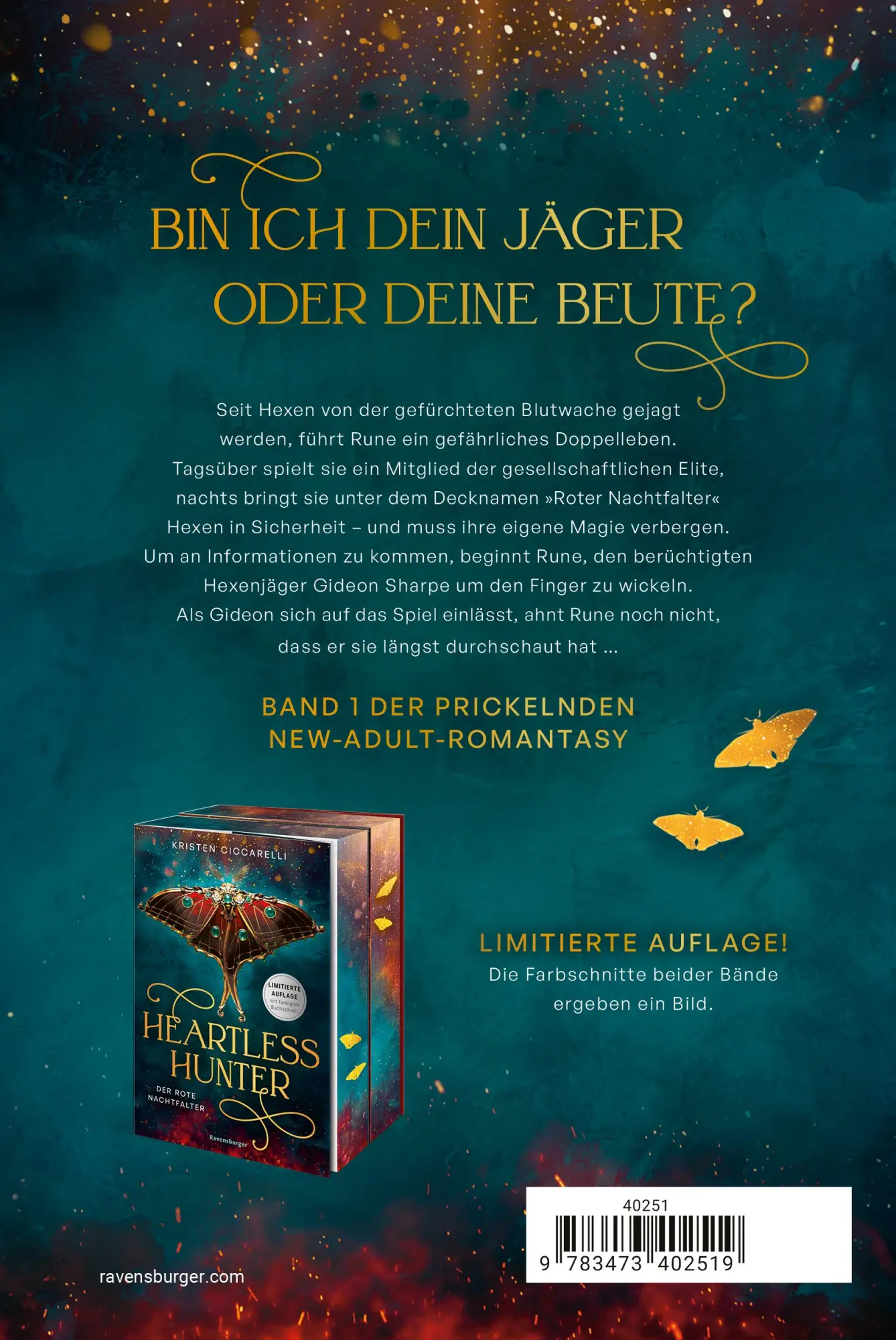 Rückseite: 9783473402519 | Heartless Hunter. Der rote Nachtfalter, Band 1 | Kristen Ciccarelli