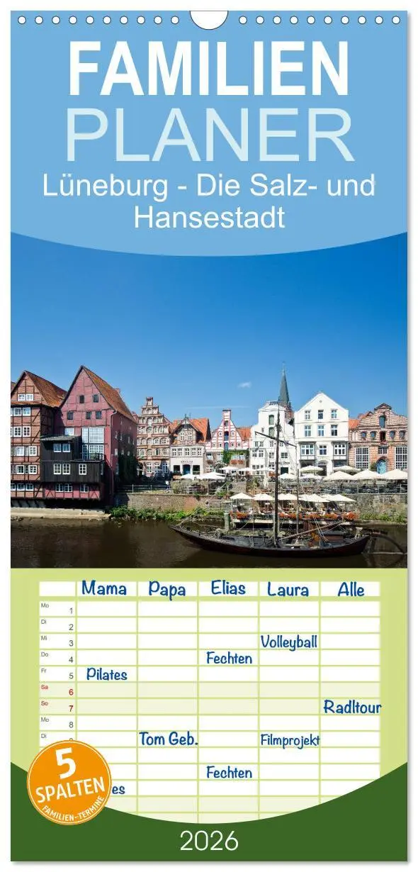 Cover: 9783516512519 | Familienplaner 2026 - Lüneburg - Die Salz- und Hansestadt mit 5...