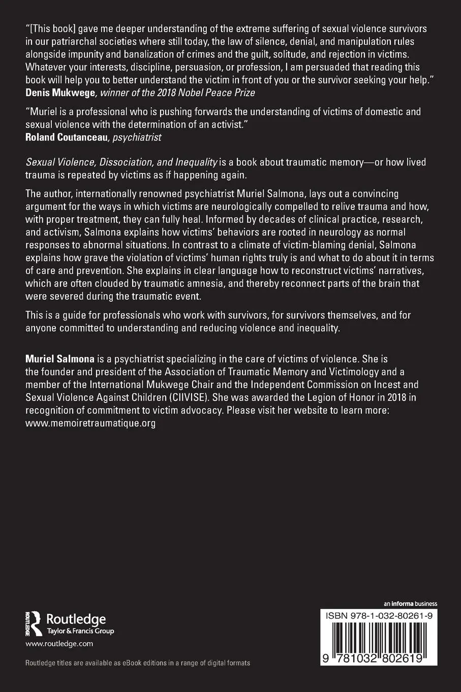 Rückseite: 9781032802619 | Sexual Violence, Dissociation, and Inequality | Muriel Salmona | Buch
