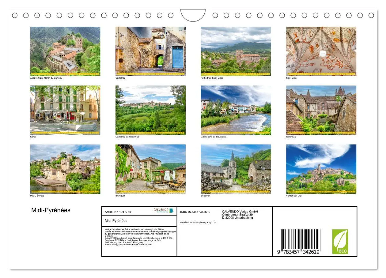 Bild: 9783457342619 | Midi-Pyrénées (Wandkalender 2026 DIN A4 quer), CALVENDO Monatskalender