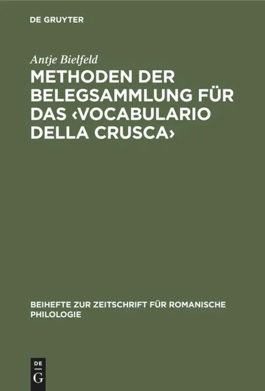 Cover: 9783484522619 | Methoden der Belegsammlung für das ¿Vocabulario della Crusca¿ | Buch