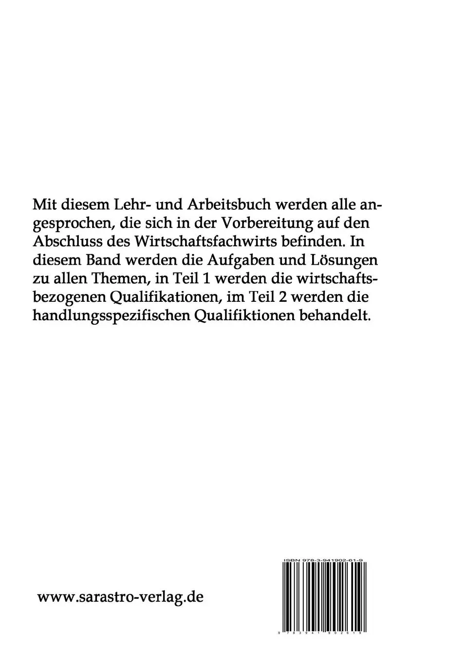 Rückseite: 9783941902619 | Wirtschaftsfachwirt - Das prüfungsrelevante Wissen | Thomas Padberg