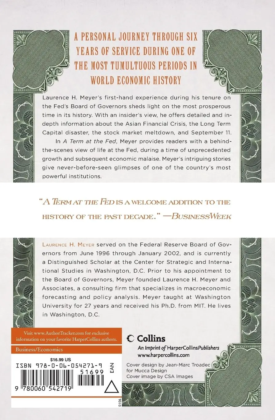 Rückseite: 9780060542719 | A Term at the Fed | An Insider's View | Laurence H Meyer | Taschenbuch