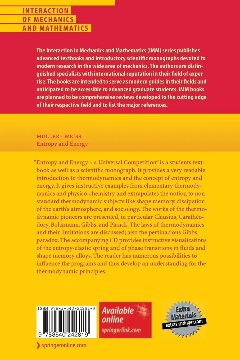 Rückseite: 9783540242819 | Entropy and Energy | A Universal Competition | Wolf Weiss (u. a.)