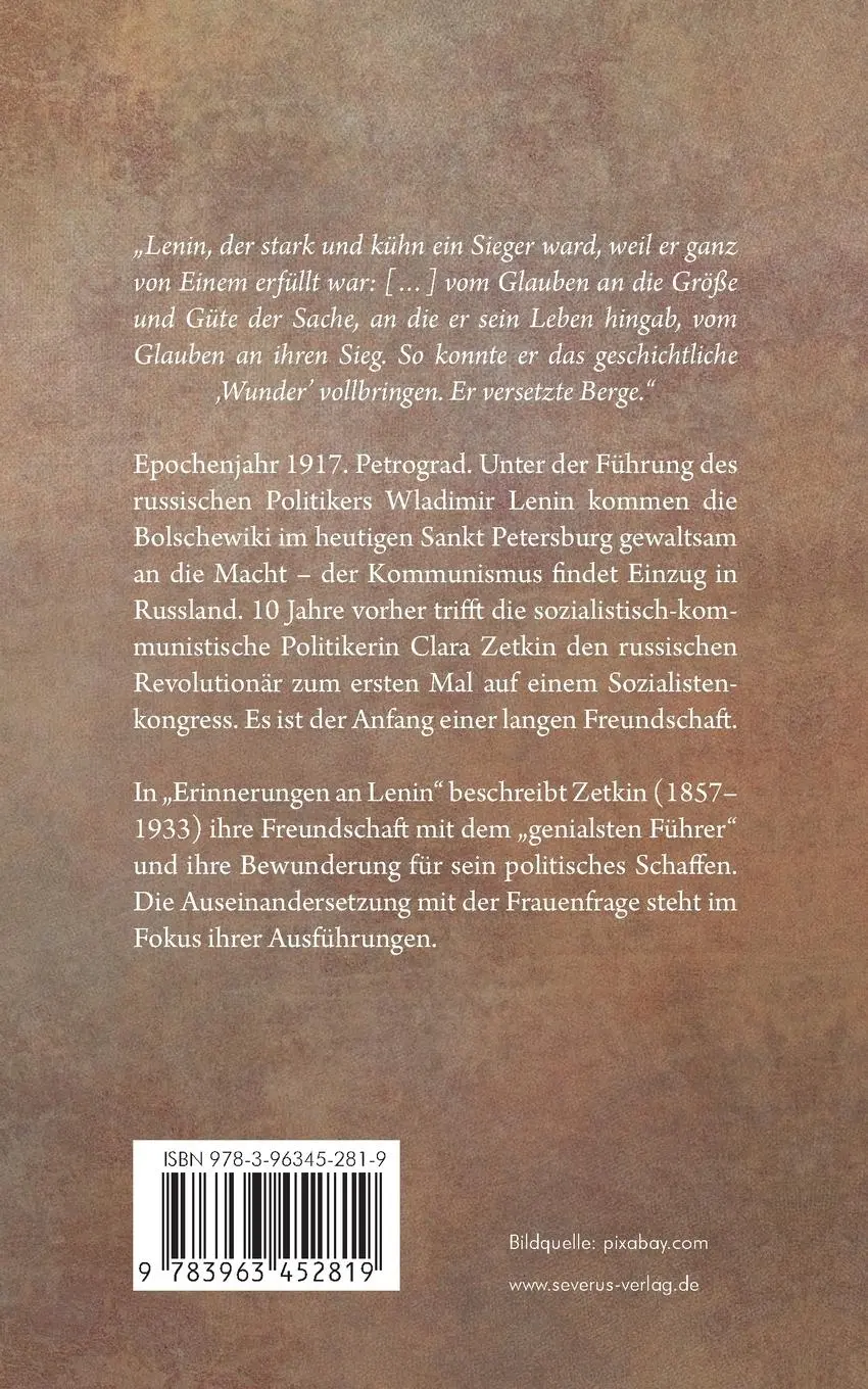 Rückseite: 9783963452819 | Erinnerungen an Lenin | Clara Zetkin | Taschenbuch | Paperback | 2021