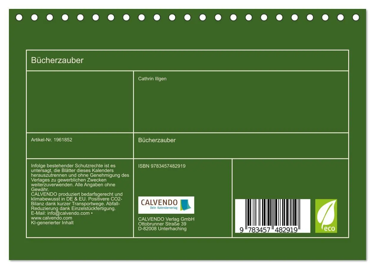 Bild: 9783457482919 | Bücherzauber (Tischkalender 2026 DIN A5 quer), CALVENDO Monatskalender