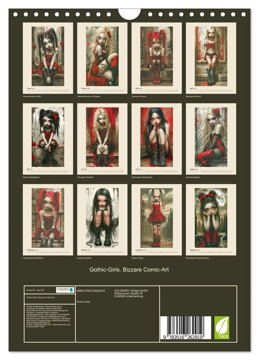 Bild: 9783516262919 | Gothic-Girls. Bizzare Comic-Art (Wandkalender 2026 DIN A4 hoch),...