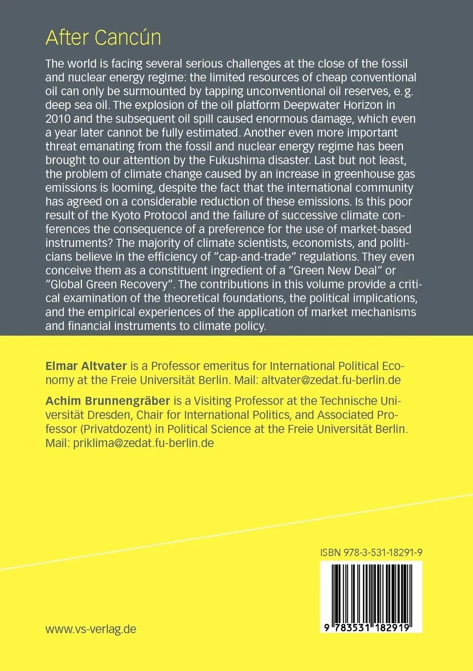 Rückseite: 9783531182919 | After Cancún | Climate Governance or Climate Conflicts | Taschenbuch